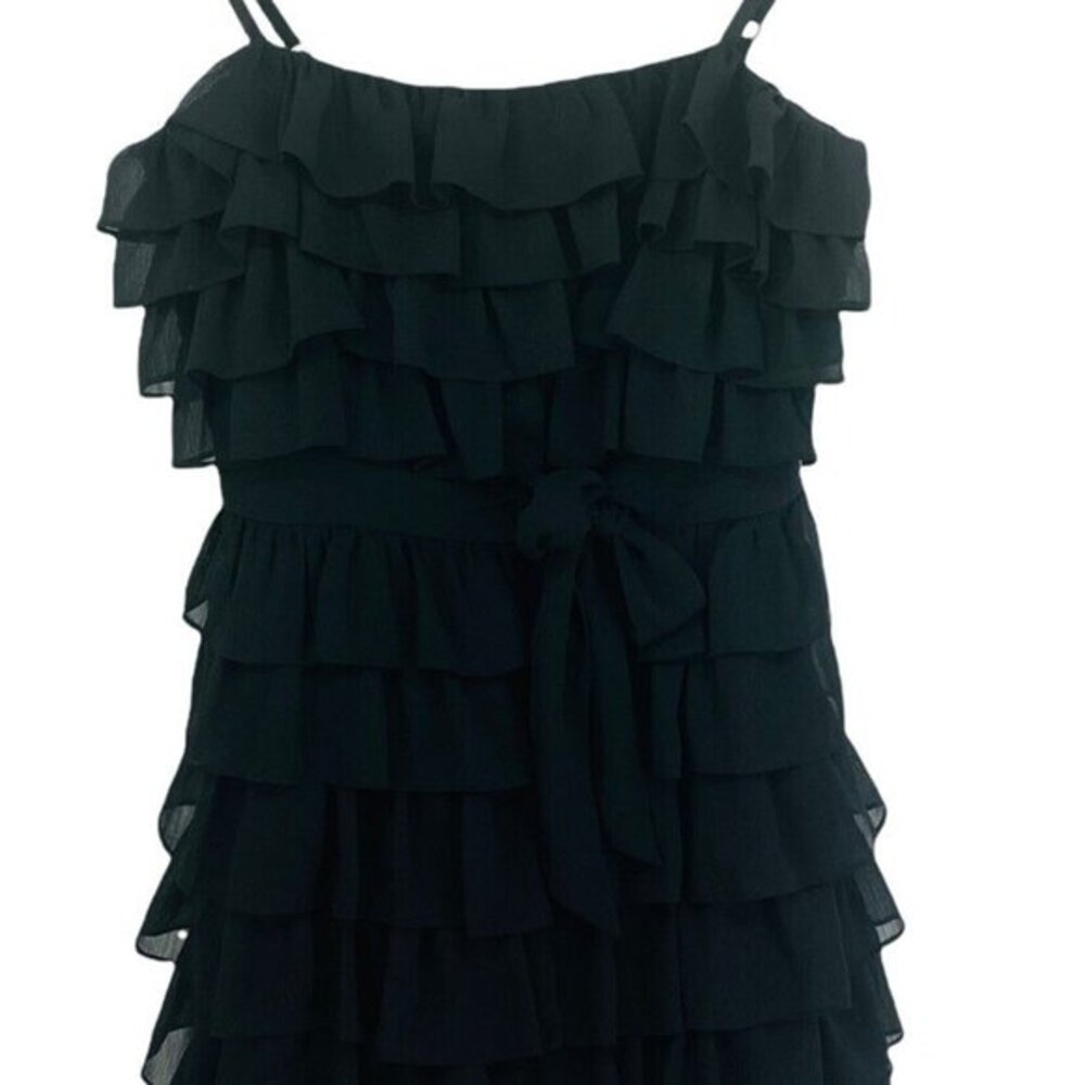 Juicy Couture Black Ruffle Mini Dress Silk Blend Size 2 - Picture 1 of 8